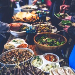 table full of food