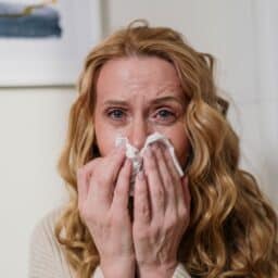 woman with a stuffy nose