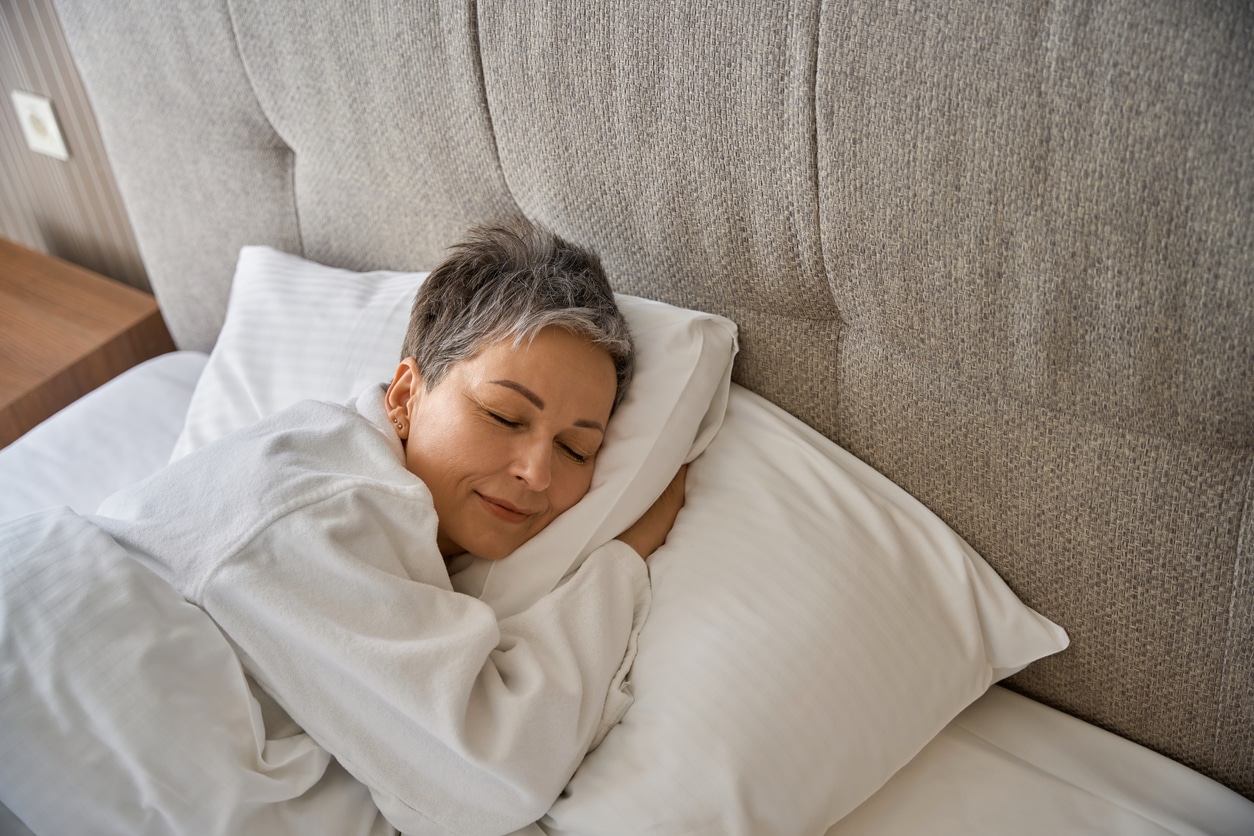 Woman resting in bed